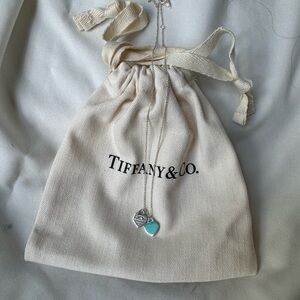 TIFFANY & Co. Return to Tiffany Diamond Double Heart Mini Pendant Enamel Blue